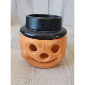 Ceramic pumpkin Halloween‎ Top Hat candle holder home figure decor